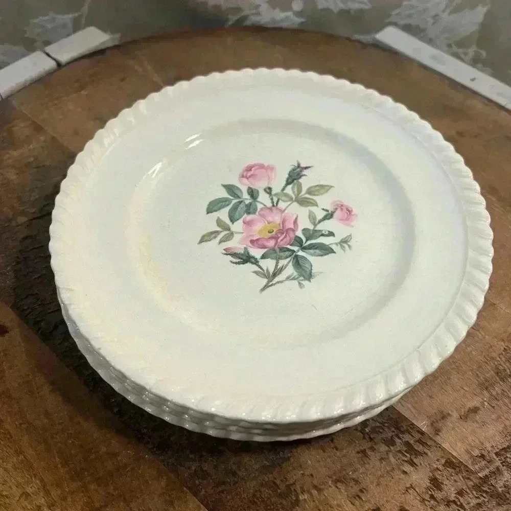 Vintage Sovereign Potters Set of 4 “Wild  Rose” Plates
